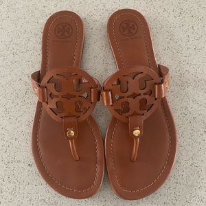 New Tan Leather Tory Burch Miller Sandals Size 8